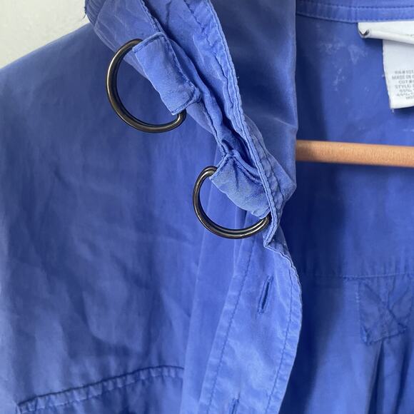 Soft Surroundings‎ Shirt Women's Med Blue Button Blouse Neck Buckle Silk Blend - Picture 4 of 8